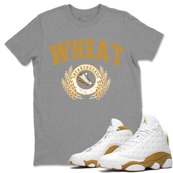 Jordan Retro 13 Wheat Sneaker Matching Tee Sneaker Letter Sneaker Tees Air Jordan 13 Wheat Sneaker Release Tees Unisex Shirts Heather Grey 1