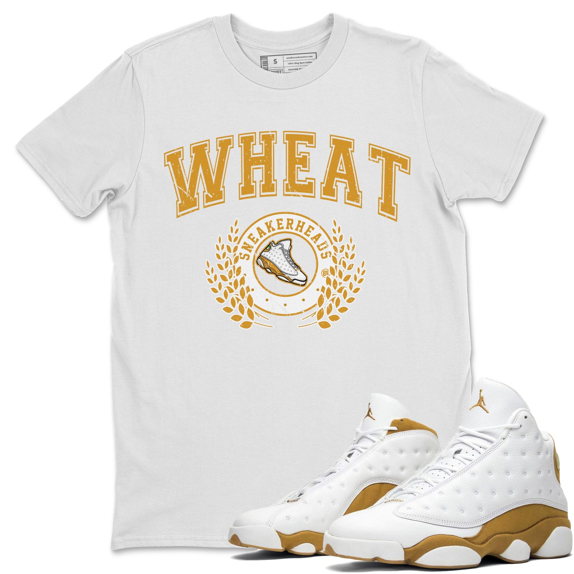 Jordan Retro 13 Wheat Sneaker Matching Tee Sneaker Letter Sneaker Tees Air Jordan 13 Wheat Sneaker Release Tees Unisex Shirts White 1
