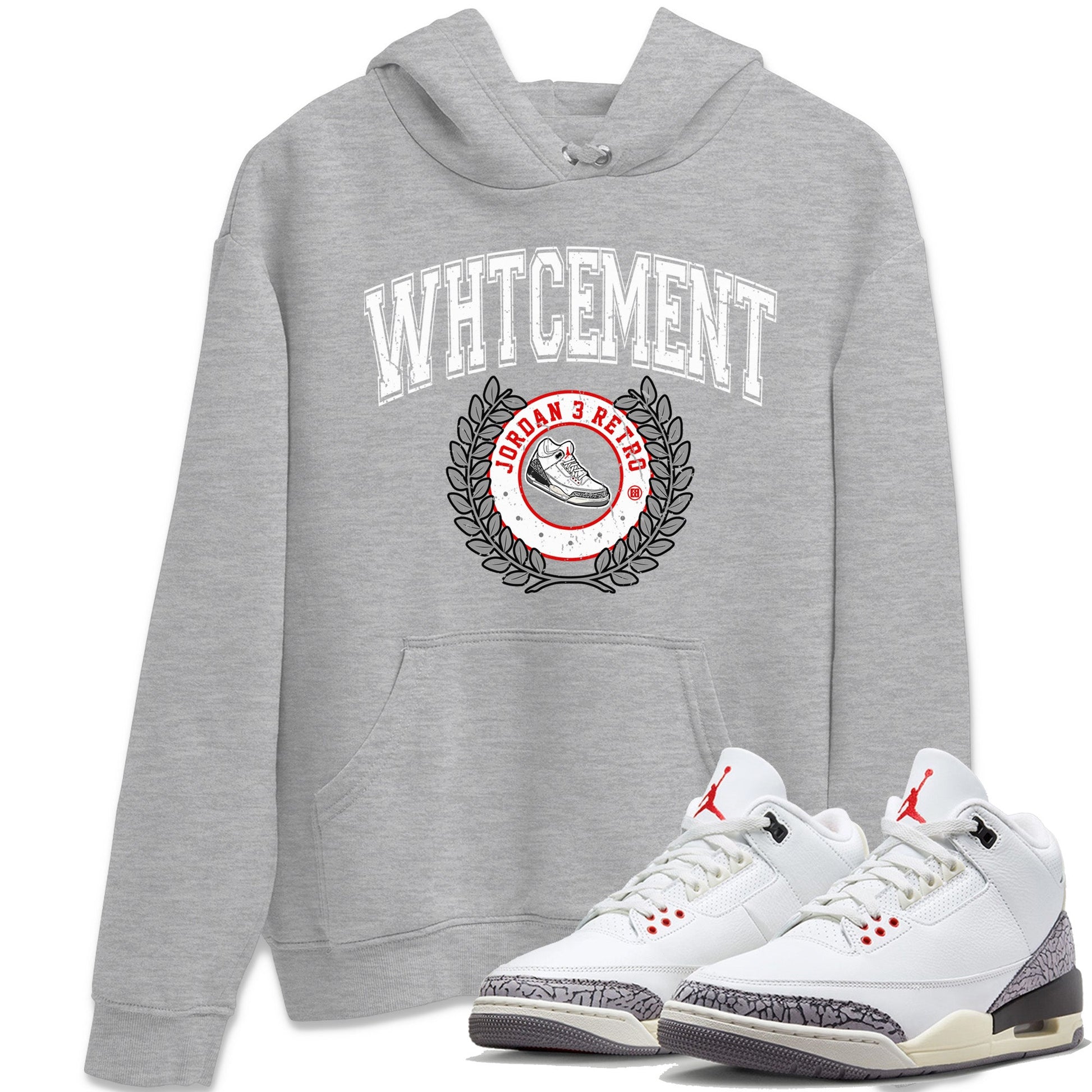 Air Jordan 3 White Cement Sneaker Match Tees Sneaker Letter Sneaker Tees Air Jordan 3 Retro White Cement Sneaker Release Tees Unisex Shirts Heather Grey 1