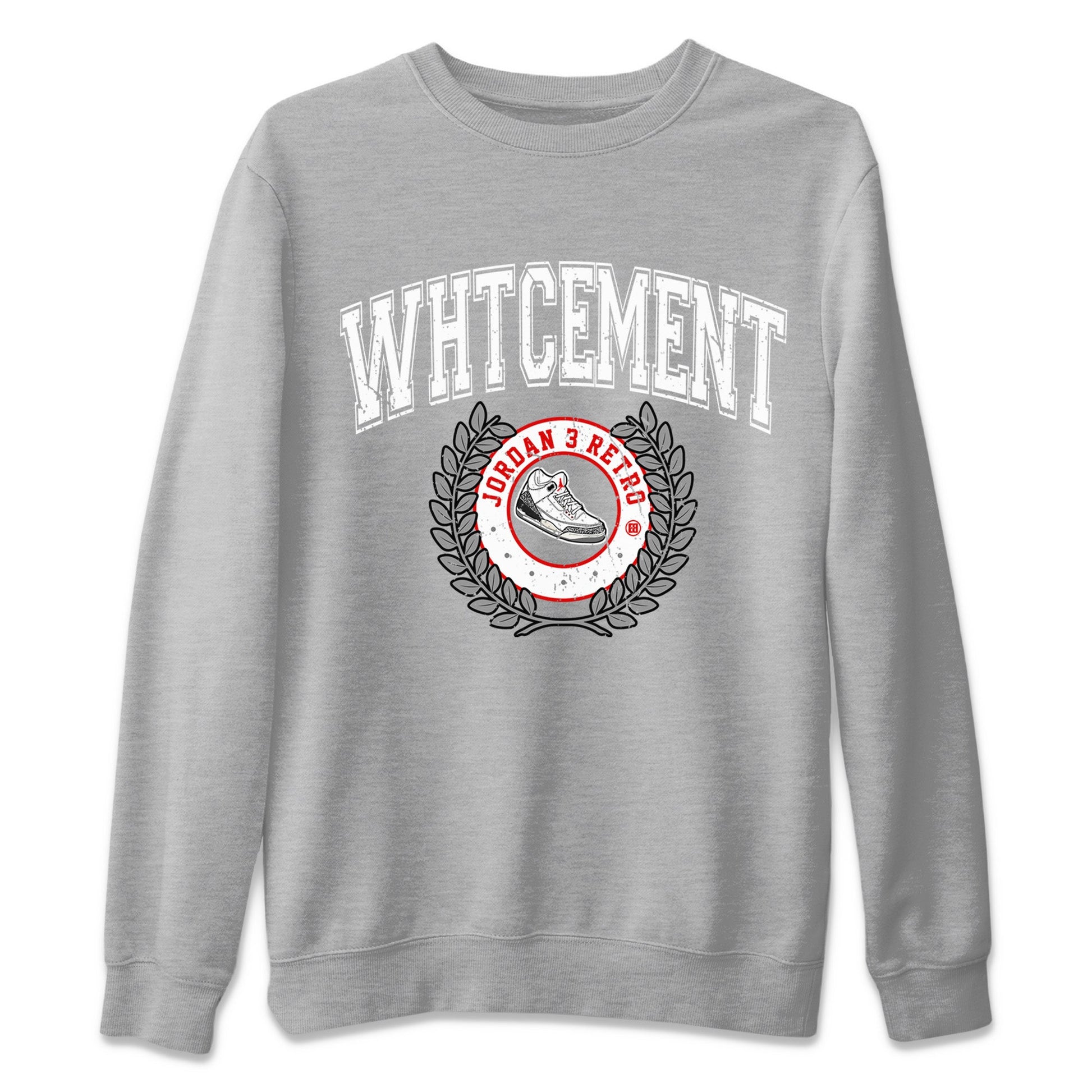 Air Jordan 3 White Cement Sneaker Match Tees Sneaker Letter Sneaker Tees Air Jordan 3 Retro White Cement Sneaker Release Tees Unisex Shirts Heather Grey 2