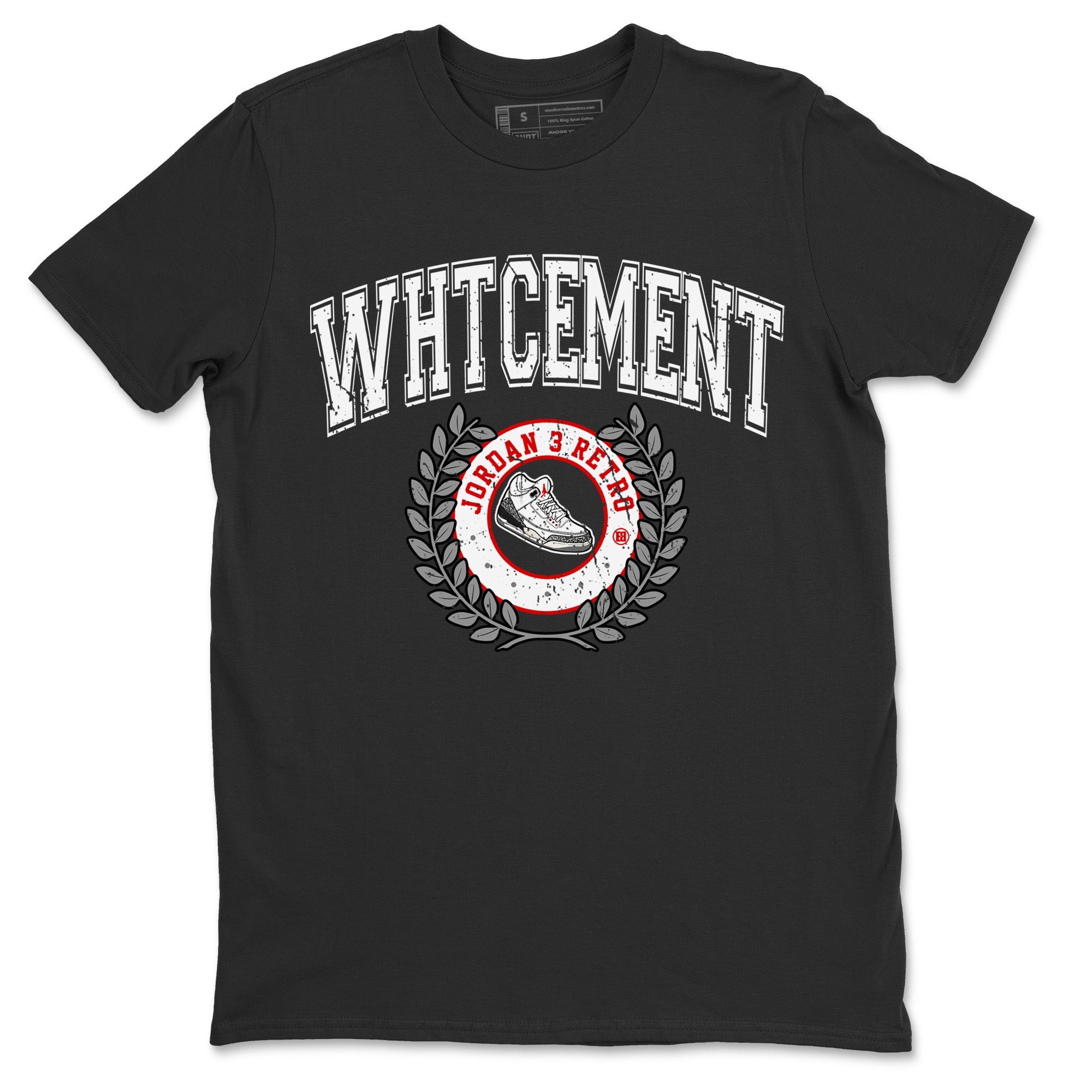Air Jordan 3 White Cement Sneaker Match Tees Sneaker Letter Sneaker Tees Air Jordan 3 Retro White Cement Sneaker Release Tees Unisex Shirts Black 2