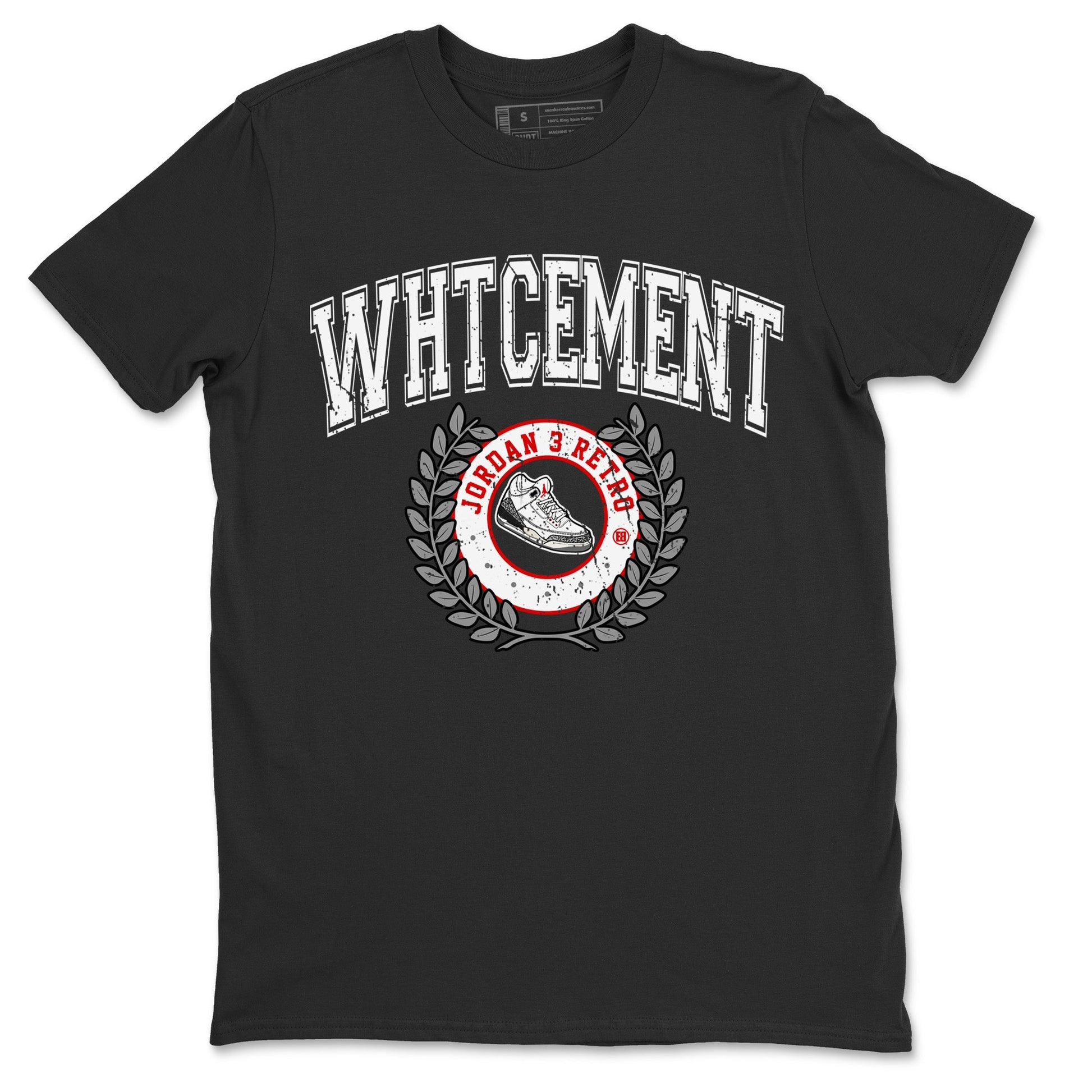 Air Jordan 3 White Cement Sneaker Match Tees Sneaker Letter Sneaker Tees Air Jordan 3 Retro White Cement Sneaker Release Tees Unisex Shirts Black 2