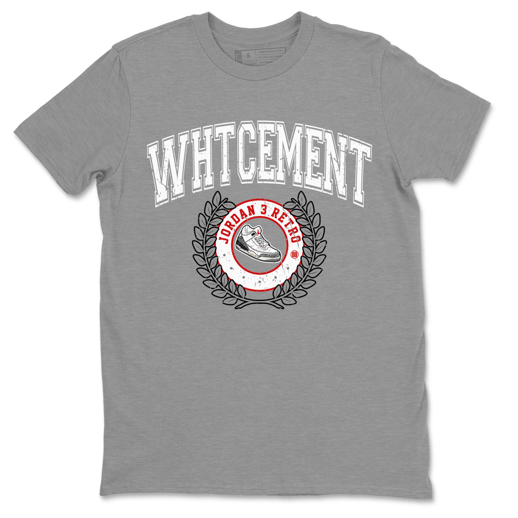 Air Jordan 3 White Cement Sneaker Match Tees Sneaker Letter Sneaker Tees Air Jordan 3 Retro White Cement Sneaker Release Tees Unisex Shirts Heather Grey 2