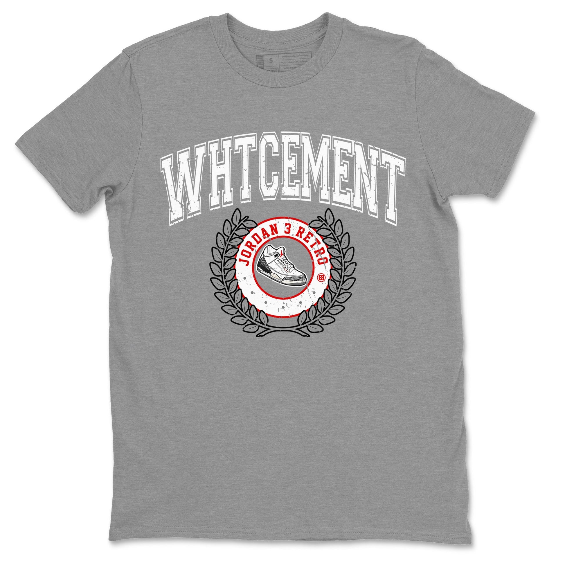 Air Jordan 3 White Cement Sneaker Match Tees Sneaker Letter Sneaker Tees Air Jordan 3 Retro White Cement Sneaker Release Tees Unisex Shirts Heather Grey 2