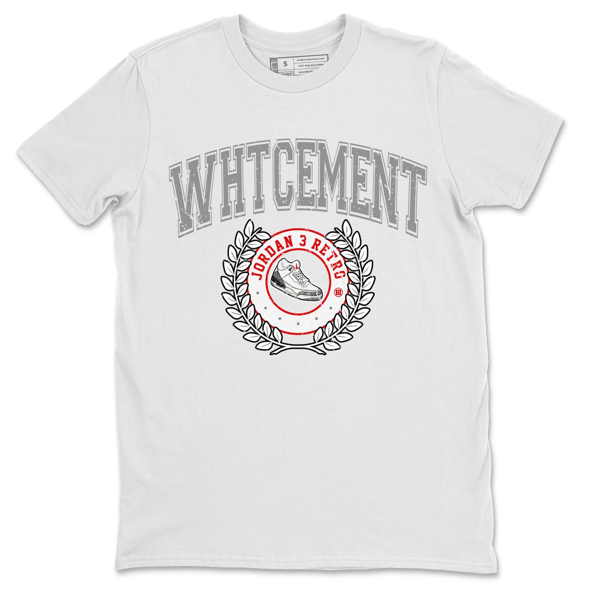 Air Jordan 3 White Cement Sneaker Match Tees Sneaker Letter Sneaker Tees Air Jordan 3 Retro White Cement Sneaker Release Tees Unisex Shirts White 2