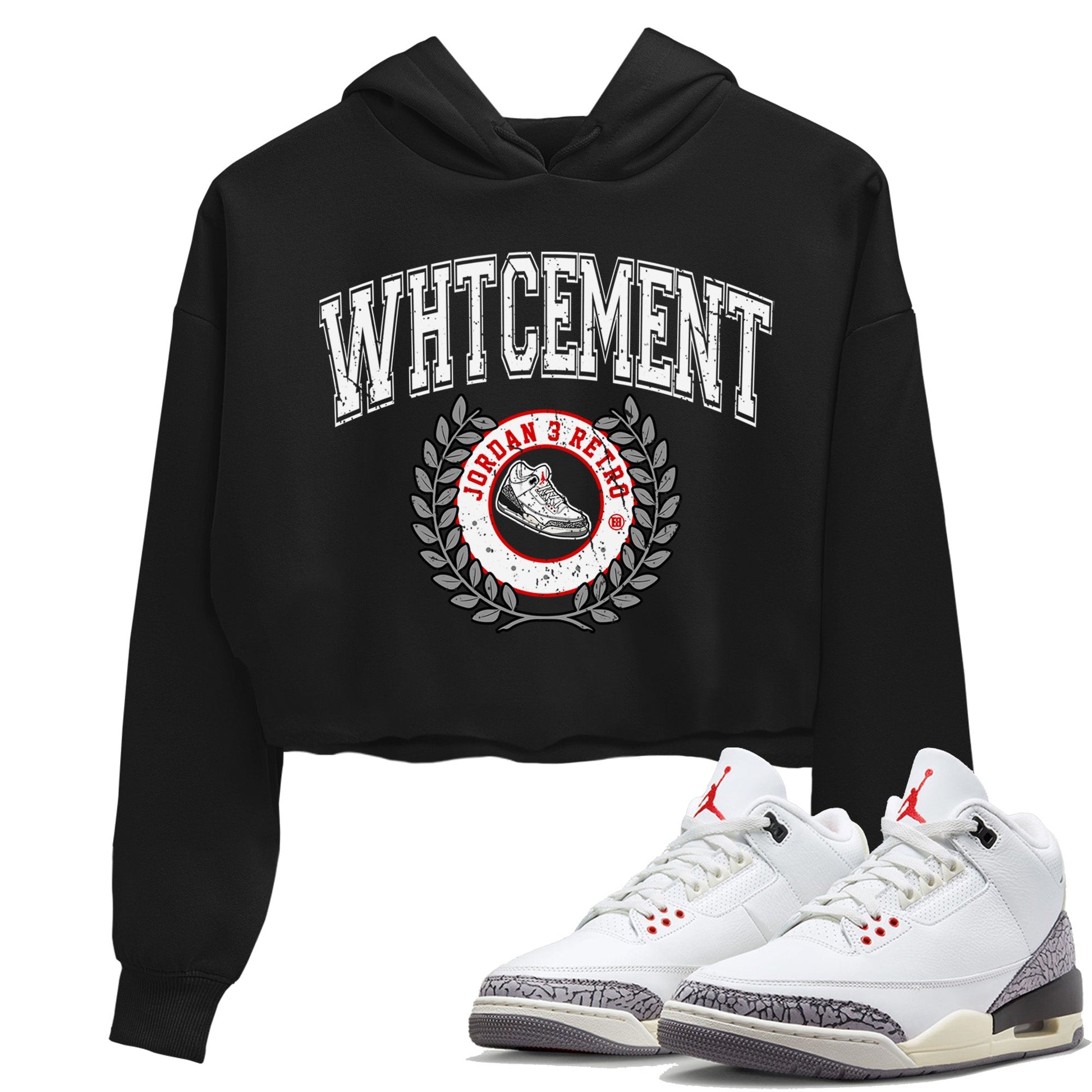 Air Jordan 3 White Cement Sneaker Match Tees Sneaker Letter Sneaker Tees Air Jordan 3 Retro White Cement Sneaker Release Tees Women's Shirts Black 1