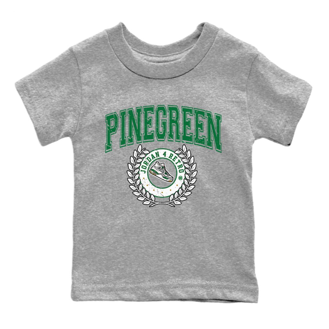 Jordan 4 Pine Green SB Sneaker Match Tees Sneaker Letter Sneaker Tees Nike SB Air Jordan 4 Pine Green Sneaker Tees Sneaker Release Shirts Kids Shirts Heather Grey 2