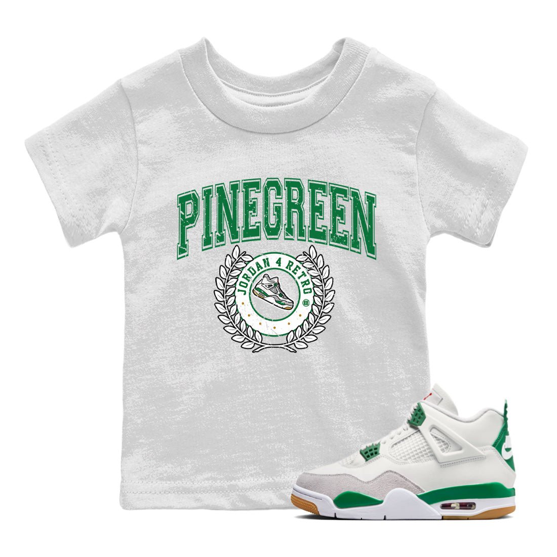 Jordan 4 Pine Green SB Sneaker Match Tees Sneaker Letter Sneaker Tees Nike SB Air Jordan 4 Pine Green Sneaker Tees Sneaker Release Shirts Kids Shirts White 1
