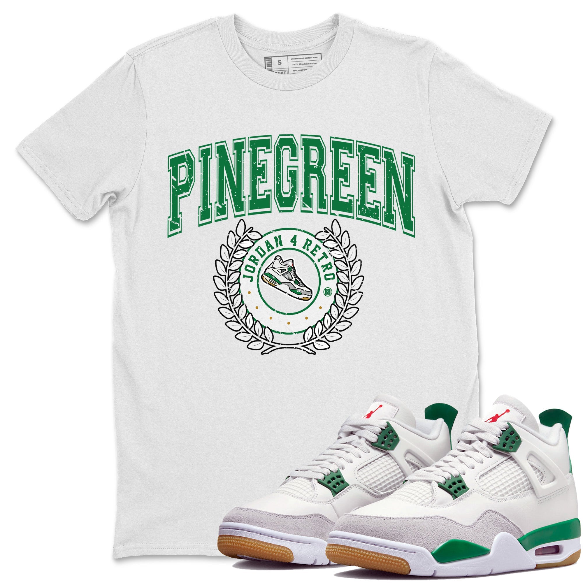 Air Jordan 4 Pine Green Sneaker Match Tees Sneaker Letter Sneaker Tees Nike SB Air Jordan 4 Pine Green Sneaker Release Tees Unisex Shirts White 1