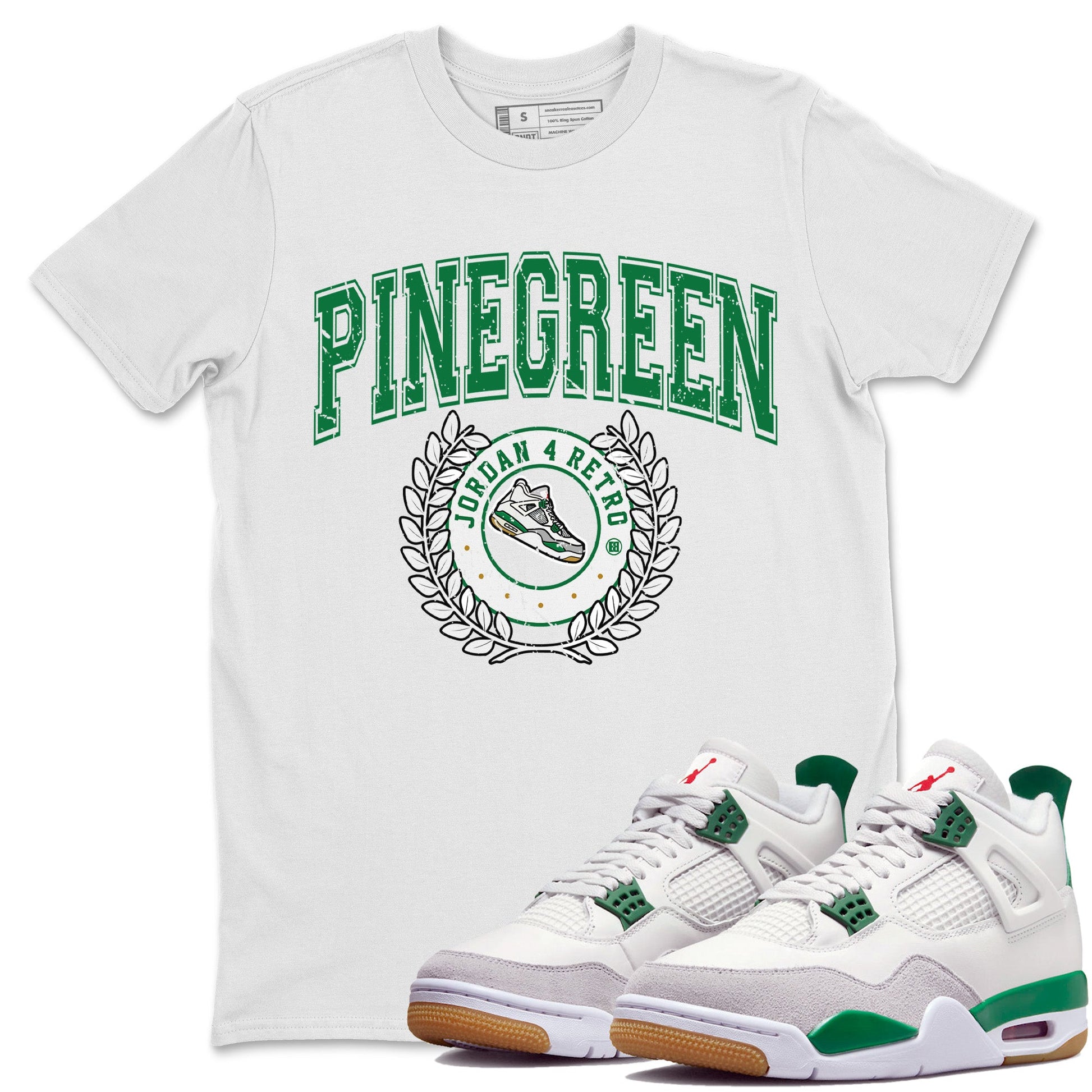 Air Jordan 4 Pine Green Sneaker Match Tees Sneaker Letter Sneaker Tees Nike SB Air Jordan 4 Pine Green Sneaker Release Tees Unisex Shirts White 1