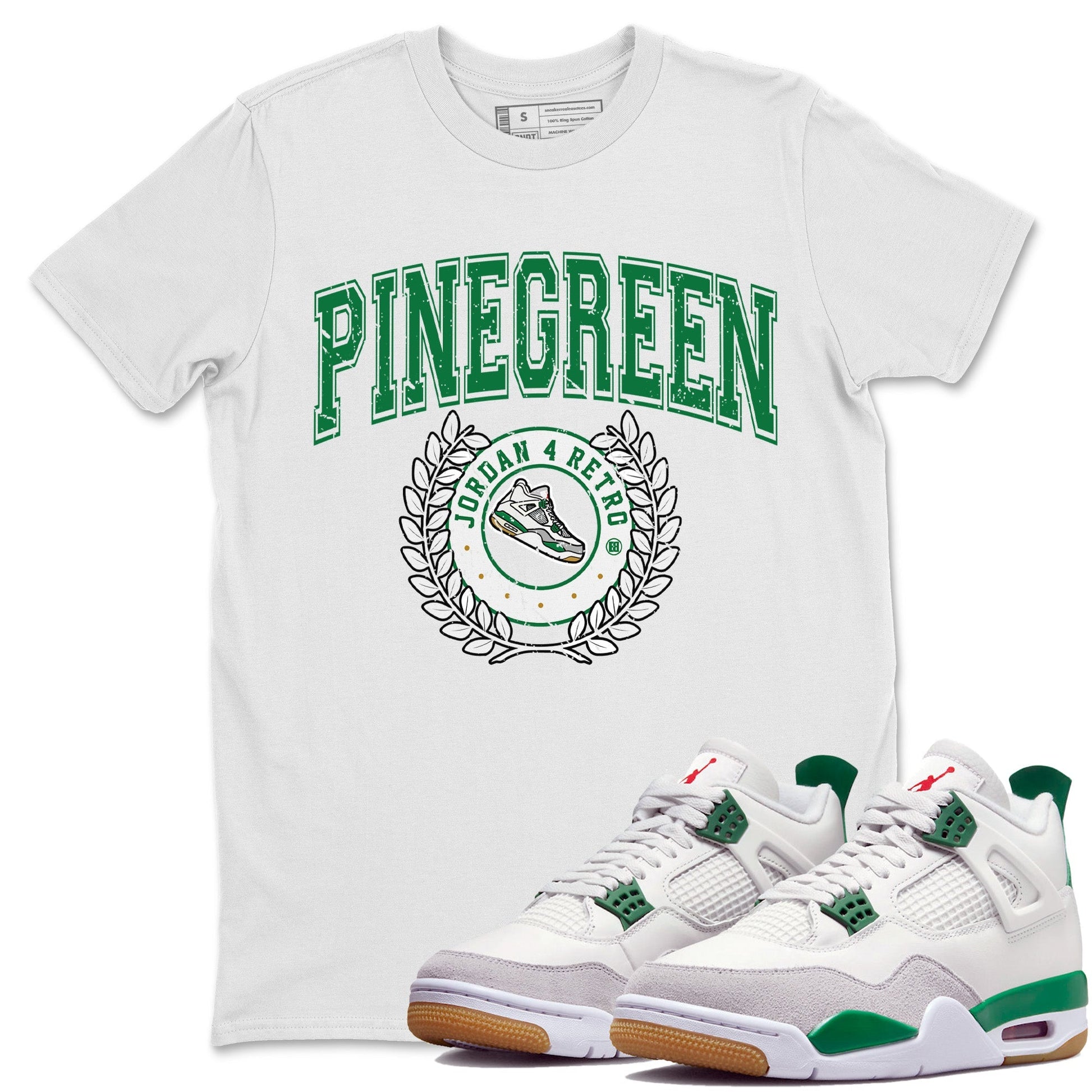 Jordan 4 Pine Green SB Sneaker Match Tees Sneaker Letter Sneaker Tees Nike SB Air Jordan 4 Pine Green Sneaker Tees Sneaker Release Shirts Unisex Shirts White 1