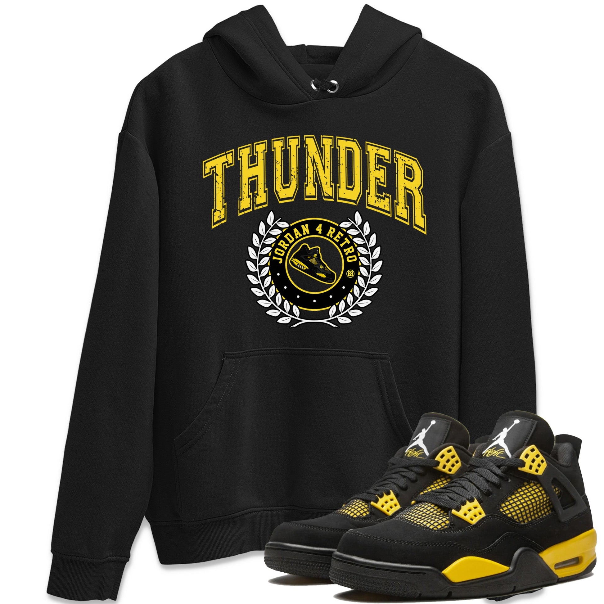 Air Jordan 4 Thunder Sneaker Match Tees Sneaker Letter Sneaker Tees Air Jordan 4 Retro Thunder Sneaker Release Tees Unisex Shirts Black 1