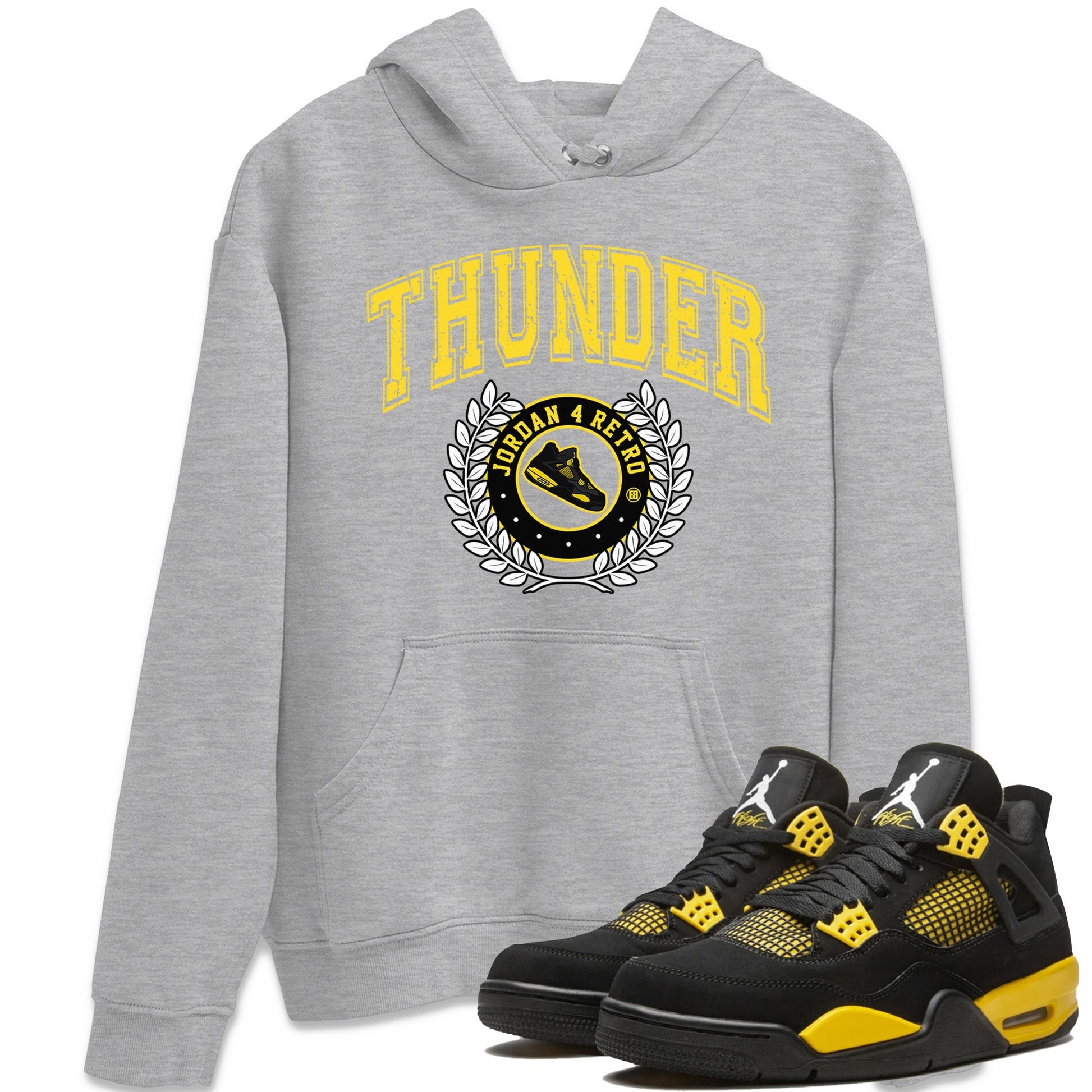 Air Jordan 4 Thunder Sneaker Match Tees Sneaker Letter Sneaker Tees Air Jordan 4 Retro Thunder Sneaker Release Tees Unisex Shirts Heather Grey 1