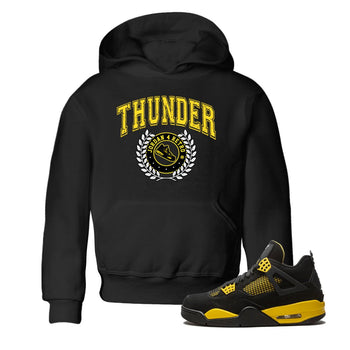 Air Jordan 4 Thunder Sneaker Match Tees Sneaker Letter Sneaker Tees Air Jordan 4 Retro Thunder Sneaker Release Tees Kids Shirts Black 1