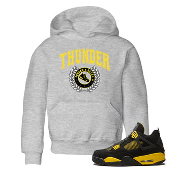 Air Jordan 4 Thunder Sneaker Match Tees Sneaker Letter Sneaker Tees Air Jordan 4 Retro Thunder Sneaker Release Tees Kids Shirts Heather Grey 1