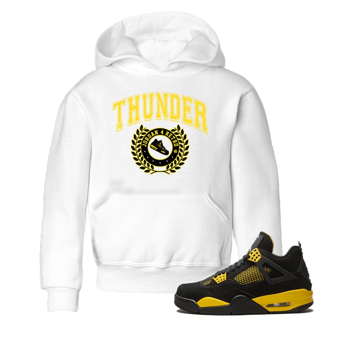 Air Jordan 4 Thunder Sneaker Match Tees Sneaker Letter Sneaker Tees Air Jordan 4 Retro Thunder Sneaker Release Tees Kids Shirts White 1