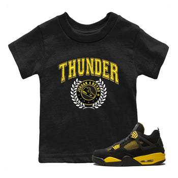 Air Jordan 4 Thunder Sneaker Match Tees Sneaker Letter Sneaker Tees Air Jordan 4 Retro Thunder Sneaker Release Tees Kids Shirts Black 1