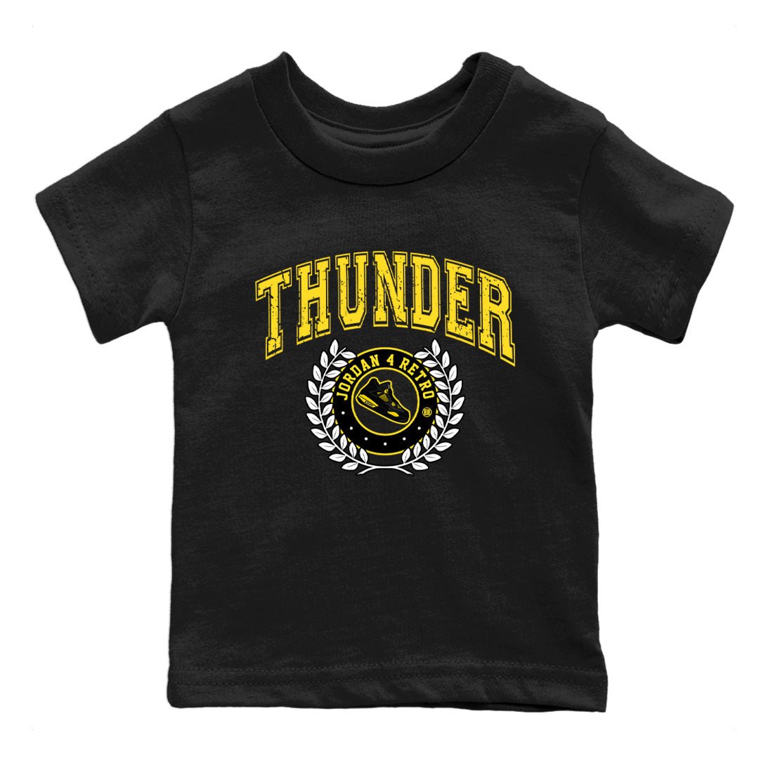 Air Jordan 4 Thunder Sneaker Match Tees Sneaker Letter Sneaker Tees Air Jordan 4 Retro Thunder Sneaker Release Tees Kids Shirts Black 2