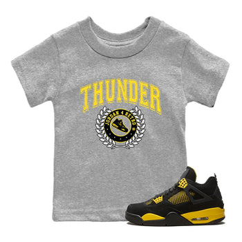 Air Jordan 4 Thunder Sneaker Match Tees Sneaker Letter Sneaker Tees Air Jordan 4 Retro Thunder Sneaker Release Tees Kids Shirts Heather Grey 1
