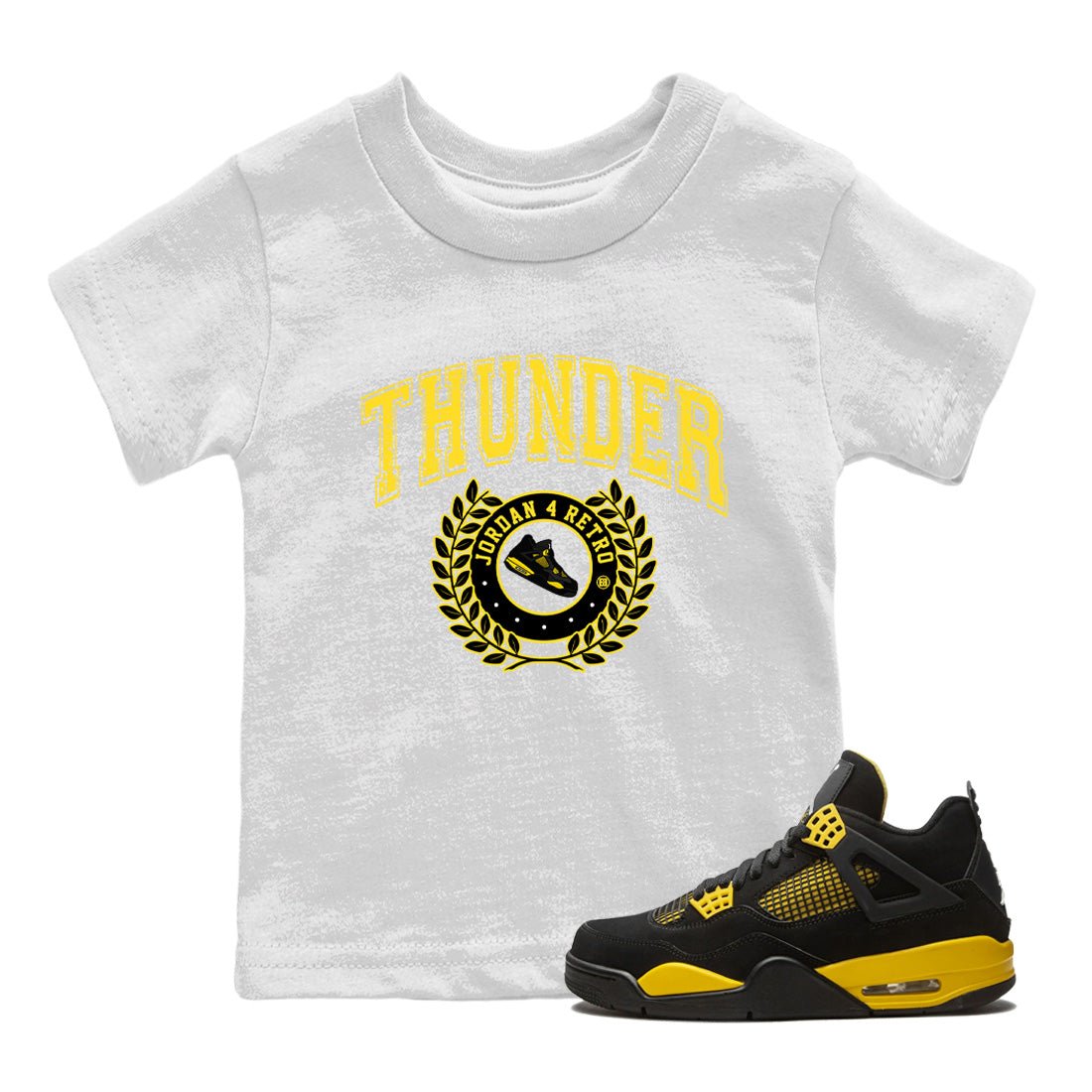 Air Jordan 4 Thunder Sneaker Match Tees Sneaker Letter Sneaker Tees Air Jordan 4 Retro Thunder Sneaker Release Tees Kids Shirts White 1