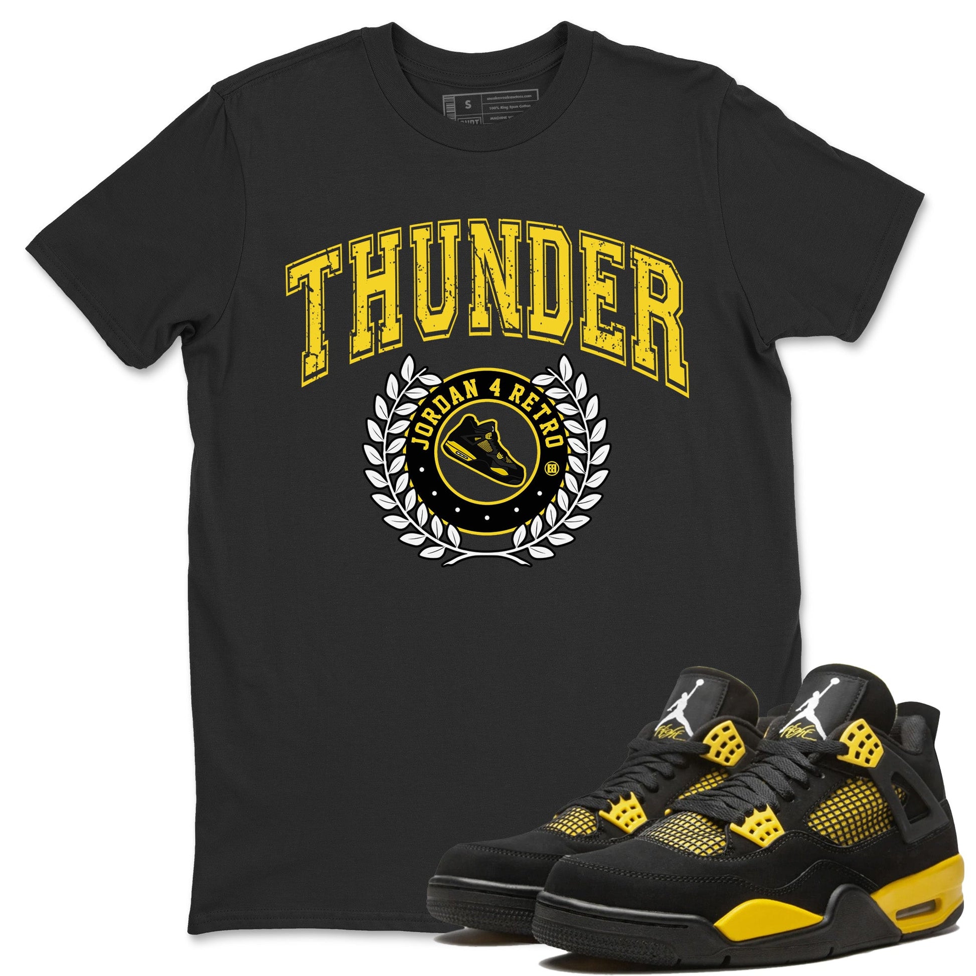 Air Jordan 4 Thunder Sneaker Match Tees Sneaker Letter Sneaker Tees Air Jordan 4 Retro Thunder Sneaker Release Tees Unisex Shirts Black 1