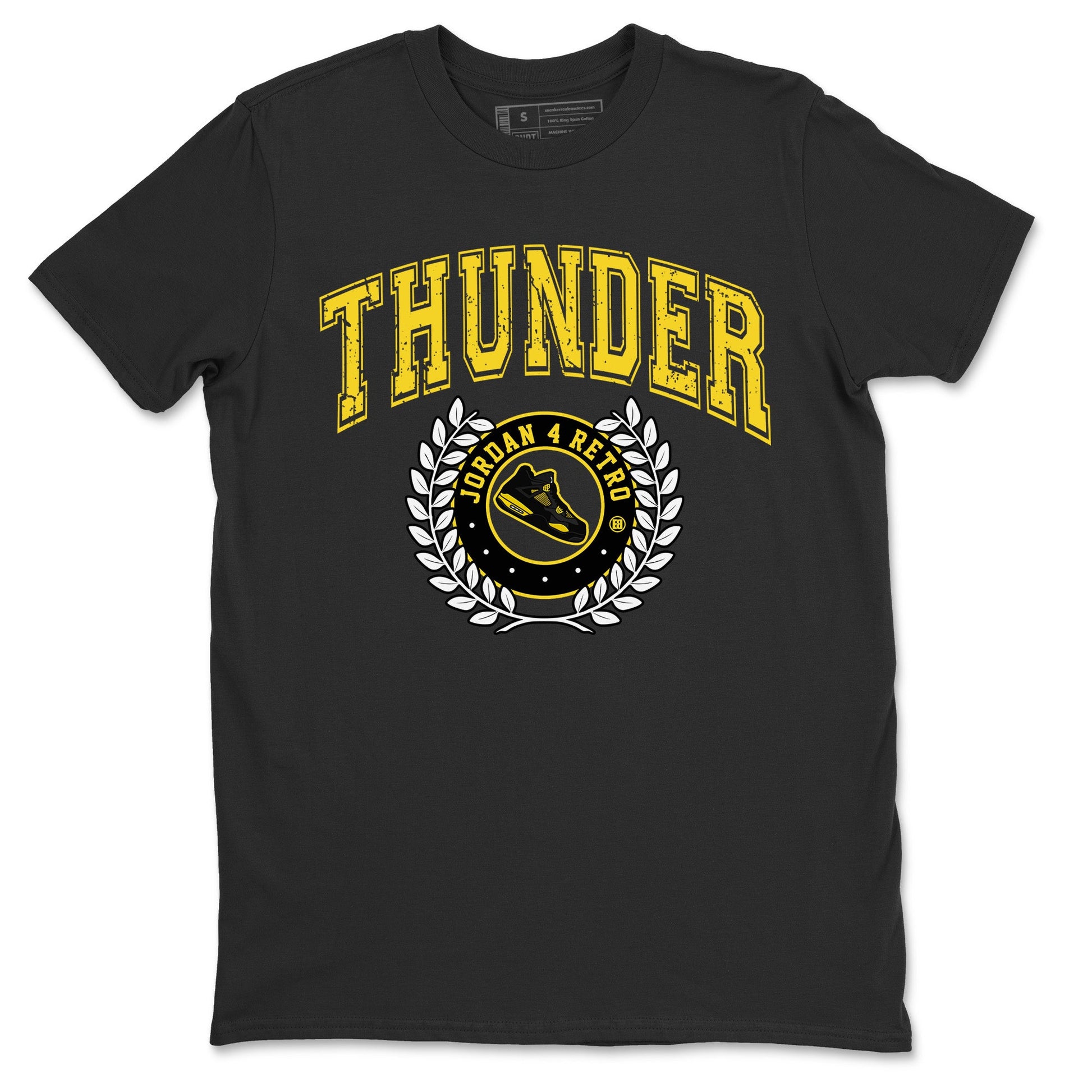 Air Jordan 4 Thunder Sneaker Match Tees Sneaker Letter Sneaker Tees Air Jordan 4 Retro Thunder Sneaker Release Tees Unisex Shirts Black 2