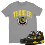 Air Jordan 4 Thunder Sneaker Match Tees Sneaker Letter Sneaker Tees Air Jordan 4 Retro Thunder Sneaker Release Tees Unisex Shirts Heather Grey 1