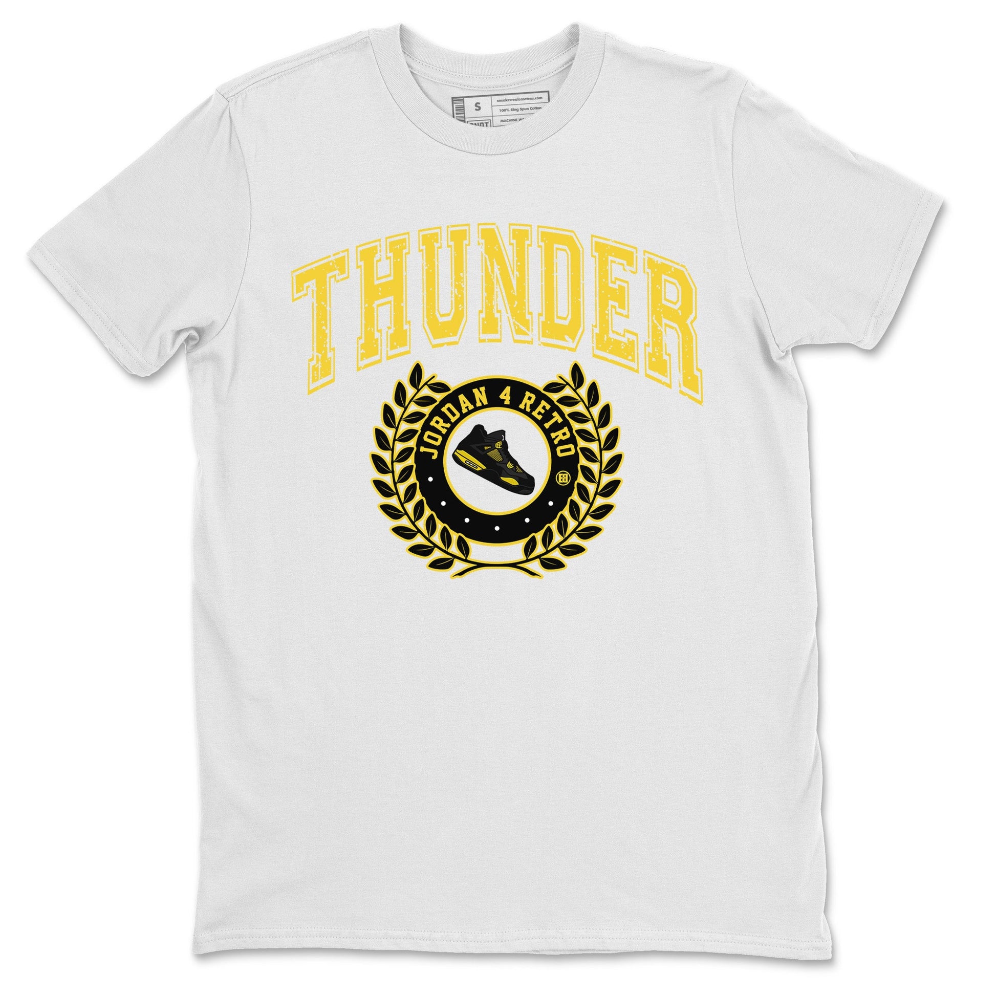 Air Jordan 4 Thunder Sneaker Match Tees Sneaker Letter Sneaker Tees Air Jordan 4 Retro Thunder Sneaker Release Tees Unisex Shirts White 2