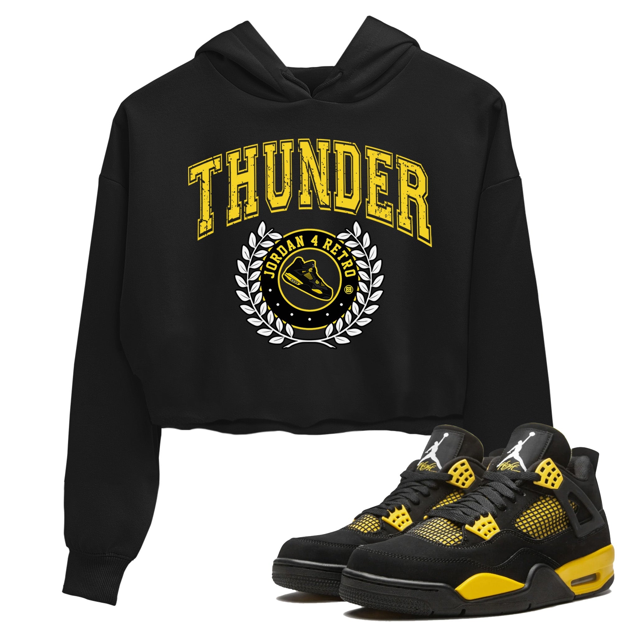 Air Jordan 4 Thunder Sneaker Match Tees Sneaker Letter Sneaker Tees Air Jordan 4 Retro Thunder Sneaker Release Tees Women's Shirts Black 1