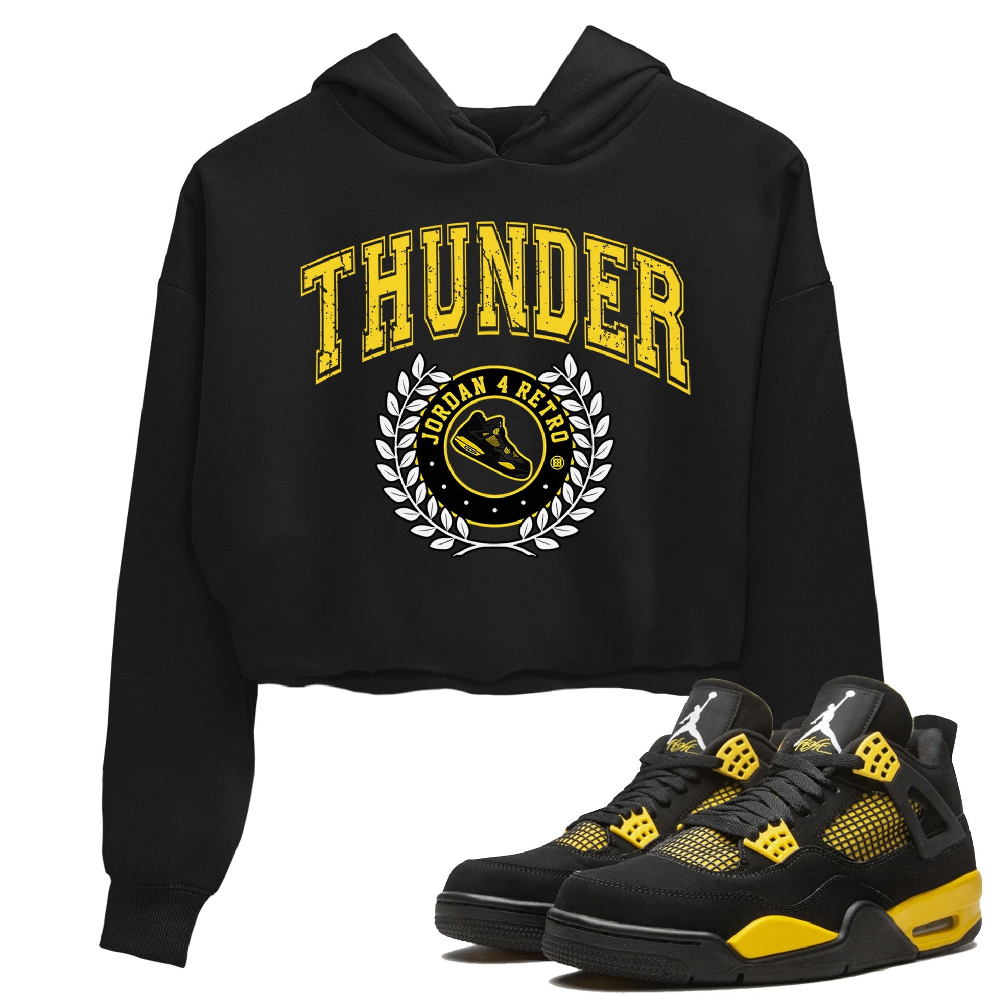 Air Jordan 4 Thunder Sneaker Match Tees Sneaker Letter Sneaker Tees Air Jordan 4 Retro Thunder Sneaker Release Tees Women's Shirts Black 1