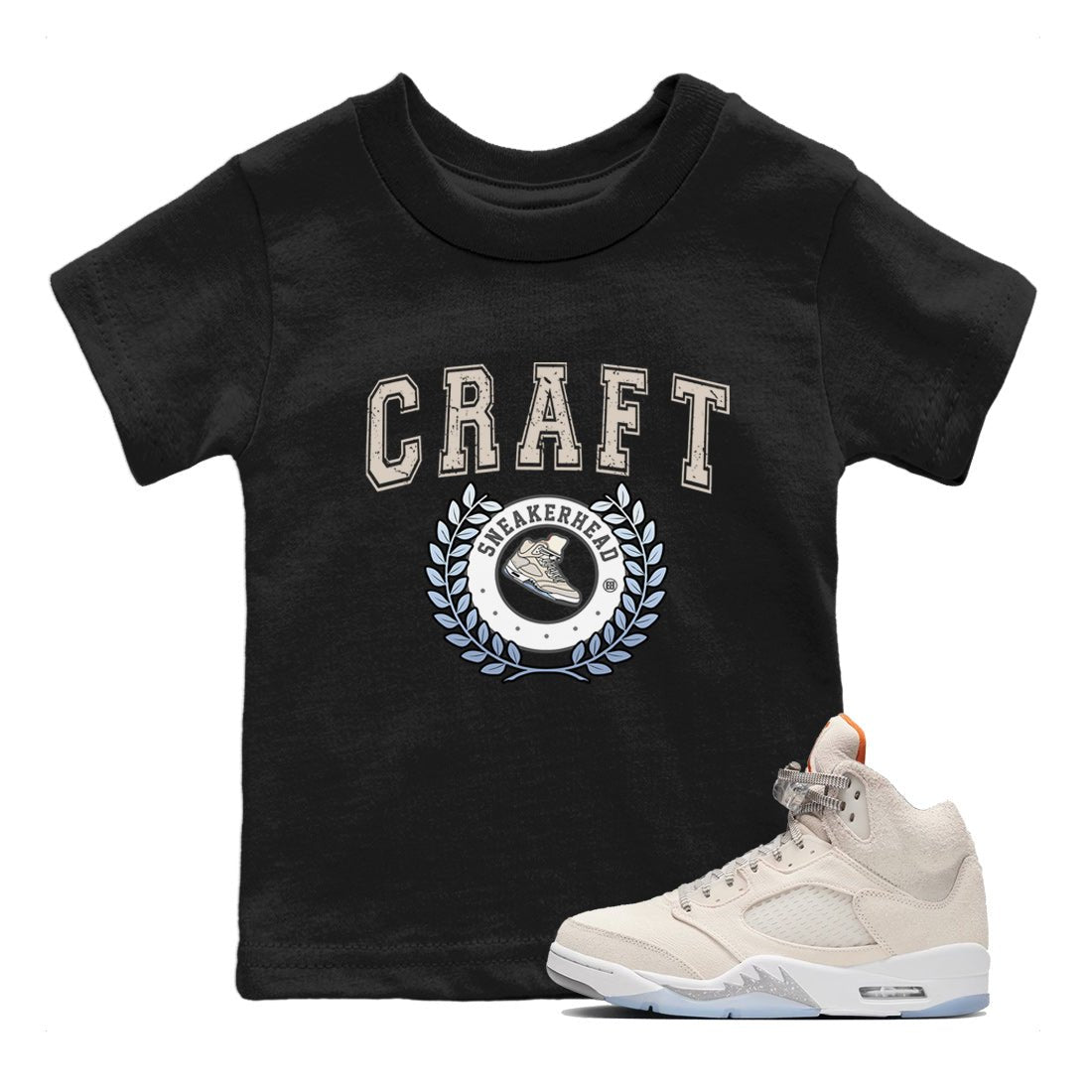 Air Jordan 5 Craft Sneaker Match Tees Sneaker Letter Sneaker Tees Air Jordan 5 Craft Shirt Kids Shirts Black 1