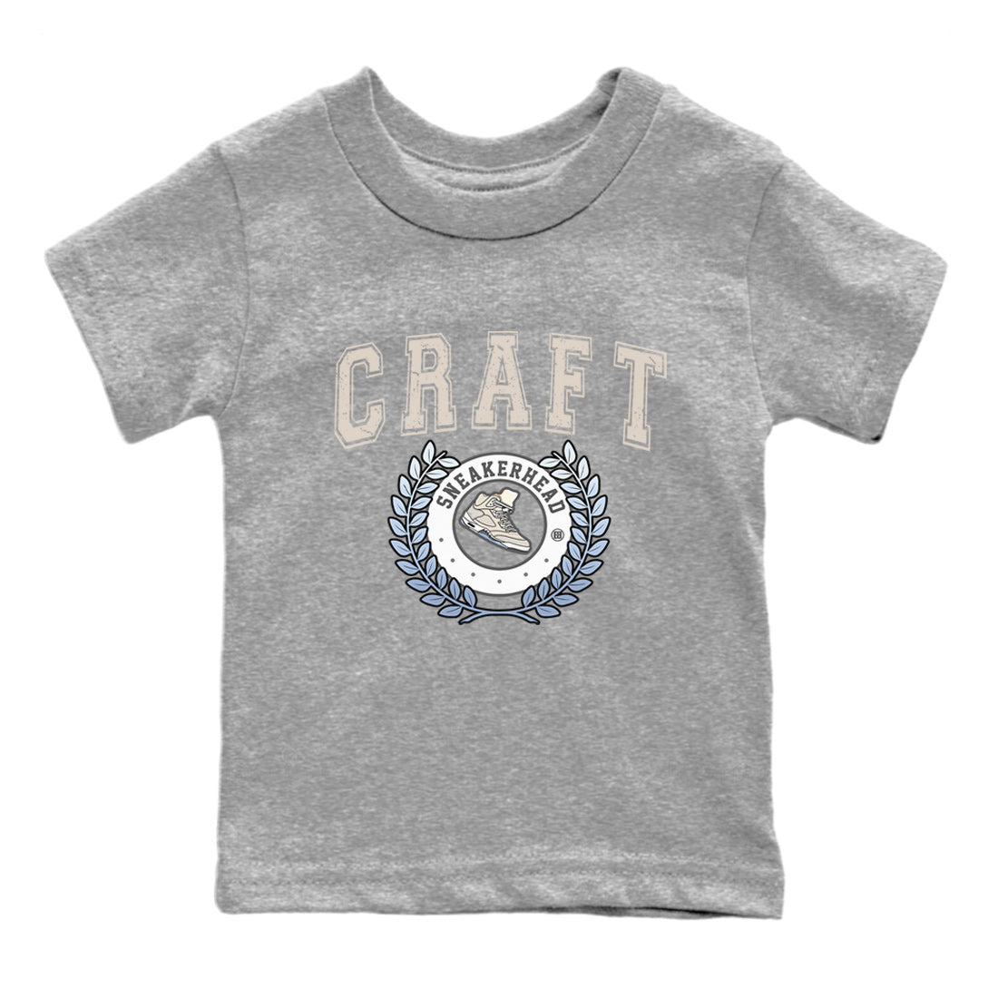 Air Jordan 5 Craft Sneaker Match Tees Sneaker Letter Sneaker Tees Air Jordan 5 Craft Shirt Kids Shirts Heather Grey 2