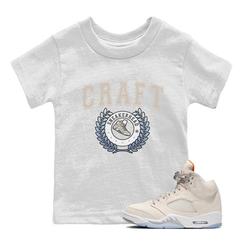 Air Jordan 5 Craft Sneaker Match Tees Sneaker Letter Sneaker Tees Air Jordan 5 Craft Shirt Kids Shirts White 1
