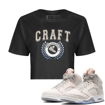 Air Jordan 5 Craft Sneaker Match Tees Sneaker Letter Sneaker Tees Air Jordan 5 Craft Shirt Women's Shirts Black 1