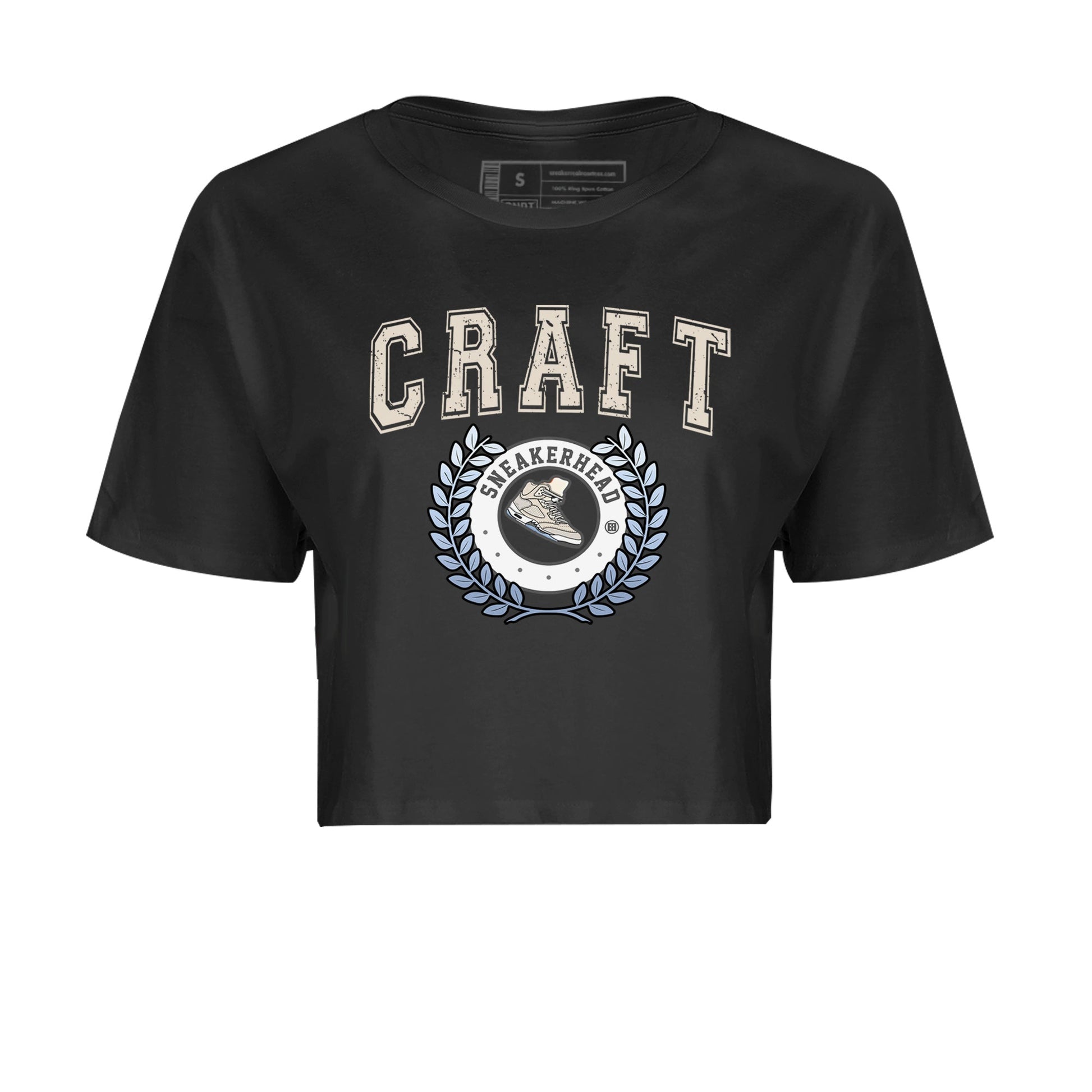 Air Jordan 5 Craft Sneaker Match Tees Sneaker Letter Sneaker Tees Air Jordan 5 Craft Shirt Women's Shirts Black 2