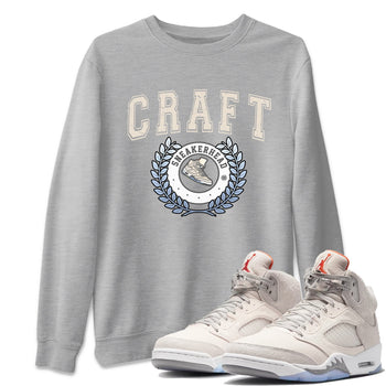 Air Jordan 5 Craft Sneaker Match Tees Sneaker Letter Sneaker Tees Air Jordan 5 Craft Shirt Unisex Shirts Heather Grey 1