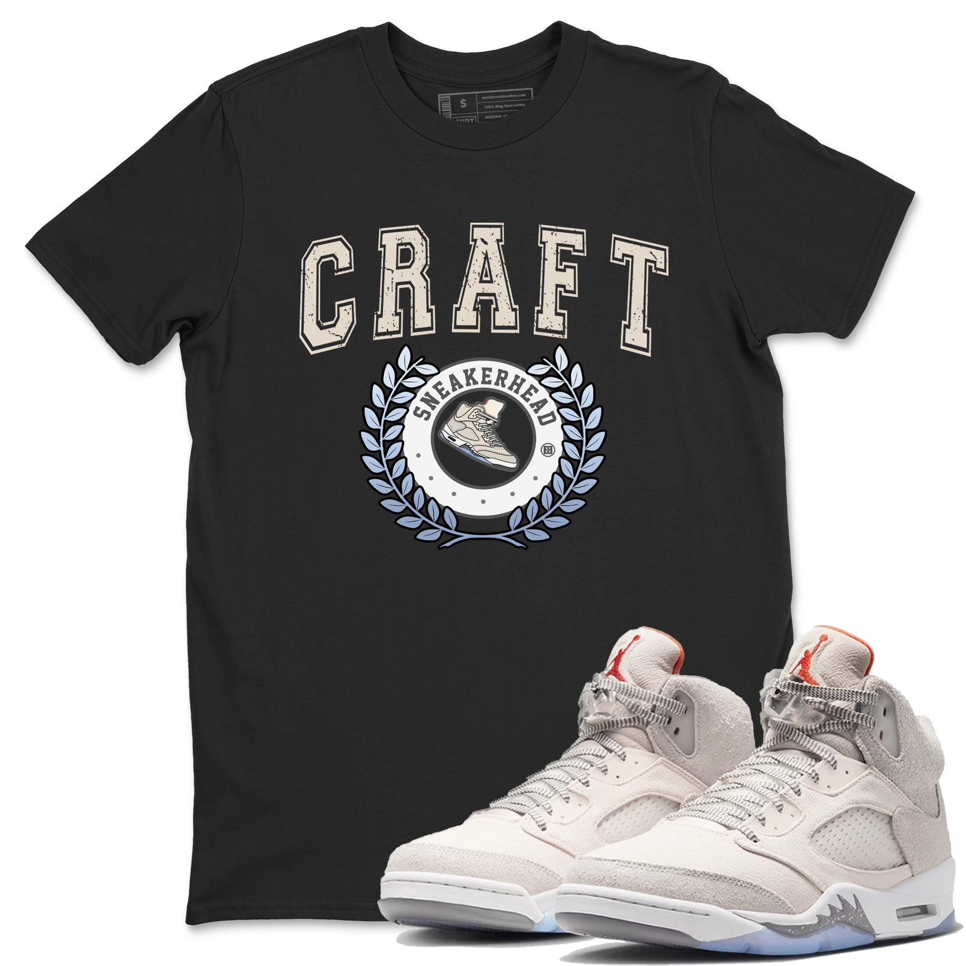 Air Jordan 5 Craft Sneaker Match Tees Sneaker Letter Sneaker Tees Air Jordan 5 Craft Shirt Unisex Shirts Black 1
