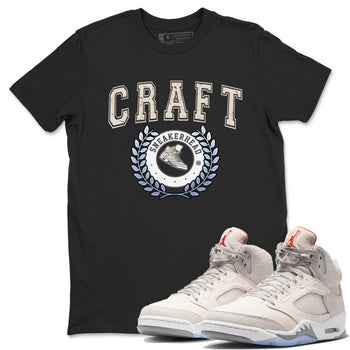 Air Jordan 5 Craft Sneaker Match Tees Sneaker Letter Sneaker Tees Air Jordan 5 Craft Shirt Unisex Shirts Black 1