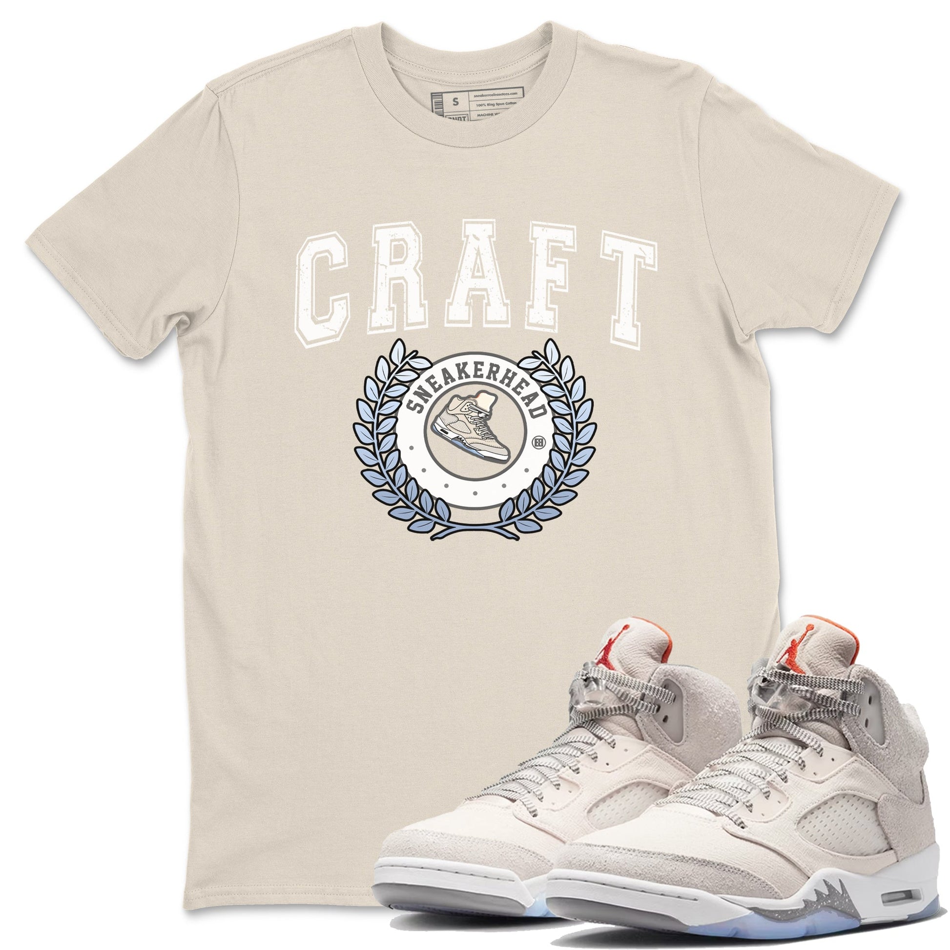 Air Jordan 5 Craft Sneaker Match Tees Sneaker Letter Sneaker Tees Air Jordan 5 Craft Shirt Unisex Shirts Natural 1