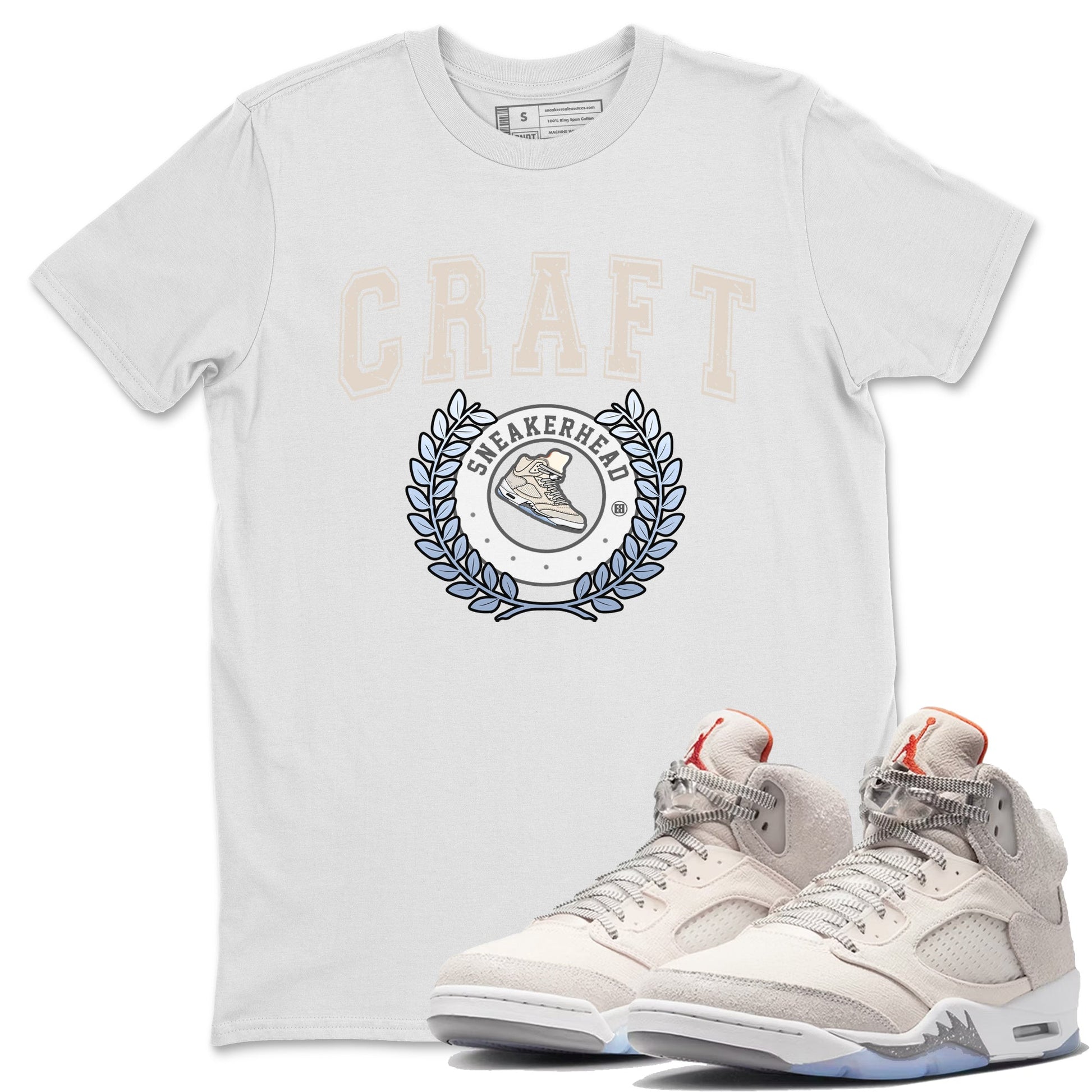 Air Jordan 5 Craft Sneaker Match Tees Sneaker Letter Sneaker Tees Air Jordan 5 Craft Shirt Unisex Shirts White 1