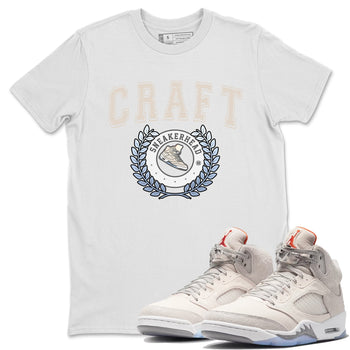 Air Jordan 5 Craft Sneaker Match Tees Sneaker Letter Sneaker Tees Air Jordan 5 Craft Shirt Unisex Shirts White 1
