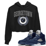 Air Jordan 5 Retro Midnight Navy shirt to match jordans Sneaker Letter sneaker tees AJ5 Georgetown SNRT Sneaker Release Tees Black 1 Crop T-Shirt