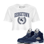 Air Jordan 5 Retro Midnight Navy shirt to match jordans Sneaker Letter sneaker tees AJ5 Georgetown SNRT Sneaker Release Tees White 1 Crop T-Shirt