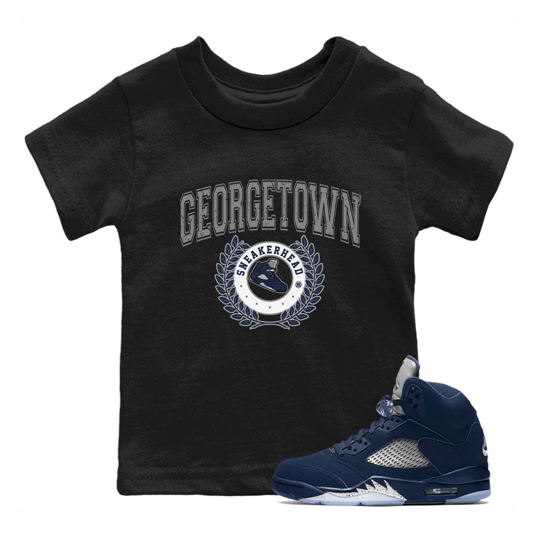 Air Jordan 5 Retro Midnight Navy shirt to match jordans Sneaker Letter sneaker tees AJ5 Georgetown SNRT Sneaker Release Tees Baby Toddler Black 1 T-Shirt