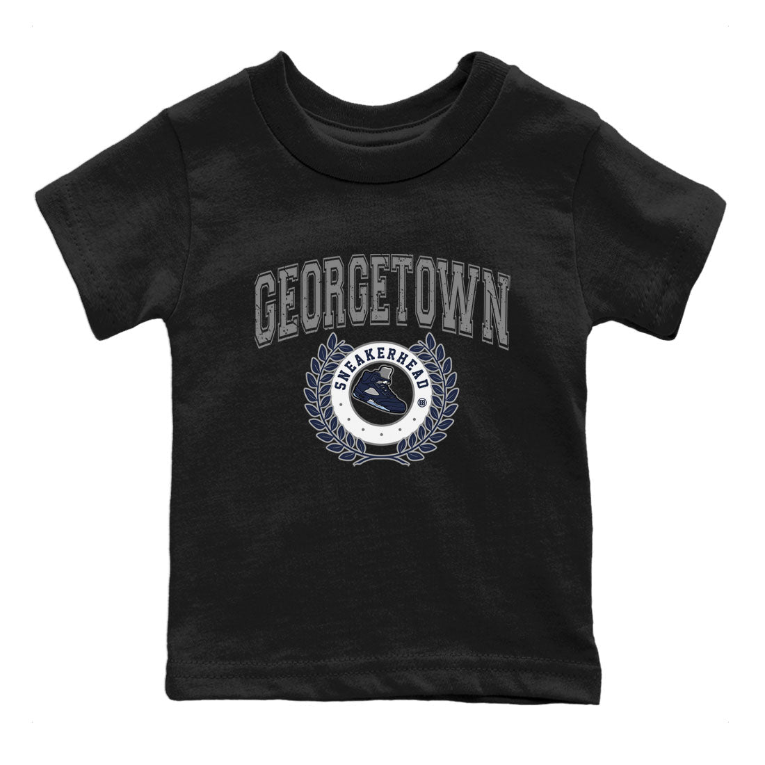 Air Jordan 5 Retro Midnight Navy shirt to match jordans Sneaker Letter sneaker tees AJ5 Georgetown SNRT Sneaker Release Tees Baby Toddler Black 2 T-Shirt