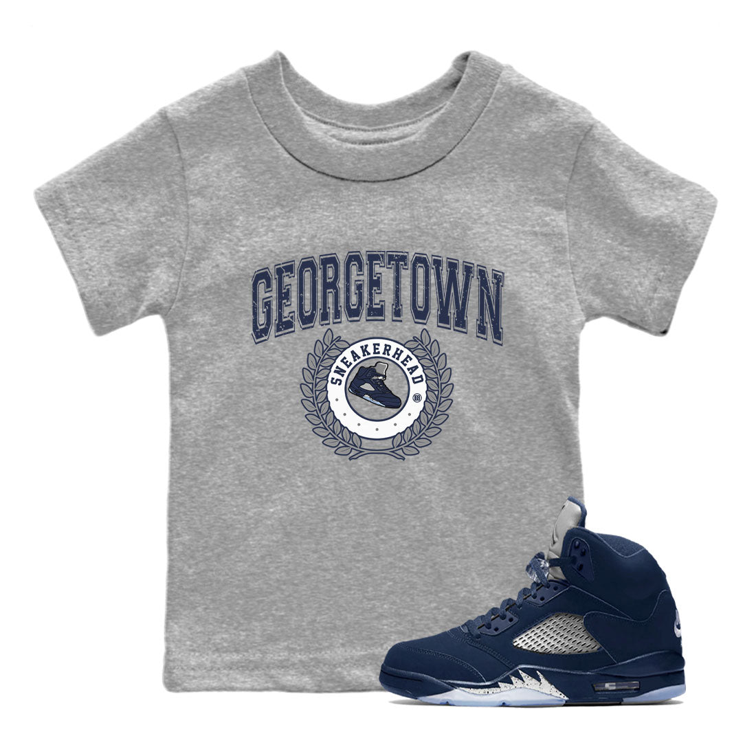 Air Jordan 5 Retro Midnight Navy shirt to match jordans Sneaker Letter sneaker tees AJ5 Georgetown SNRT Sneaker Release Tees Baby Toddler Heather Grey 1 T-Shirt