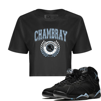 Air Jordan 7 Chambray Sneaker Match Tees Sneaker Letter Sneaker Tees AJ7 Chambray Sneaker Release Tees Women's Shirts Black 1