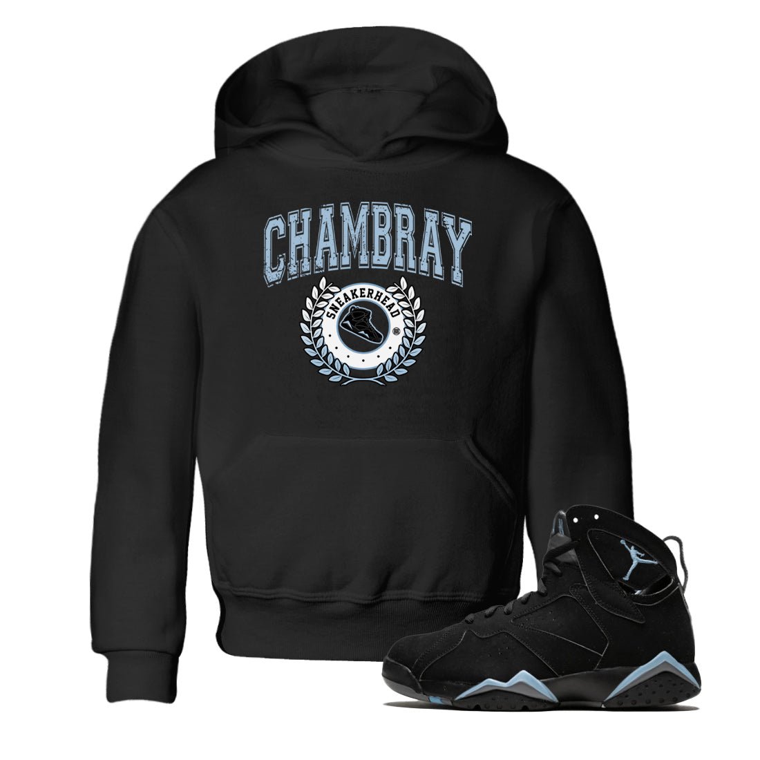 Air Jordan 7 Chambray Sneaker Match Tees Sneaker Letter Sneaker Tees AJ7 Chambray Sneaker Release Tees Kids Shirts Black 1