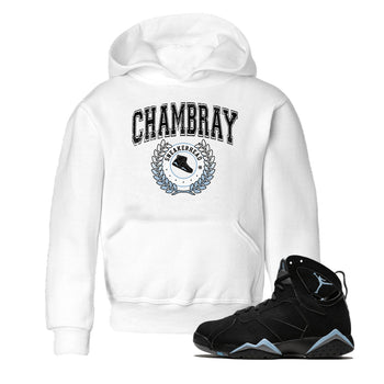 Air Jordan 7 Chambray Sneaker Match Tees Sneaker Letter Sneaker Tees AJ7 Chambray Sneaker Release Tees Kids Shirts White 1