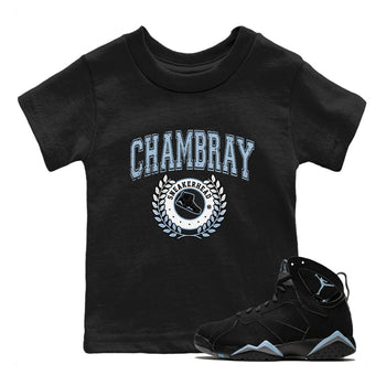 Air Jordan 7 Chambray Sneaker Match Tees Sneaker Letter Sneaker Tees AJ7 Chambray Sneaker Release Tees Kids Shirts Black 1
